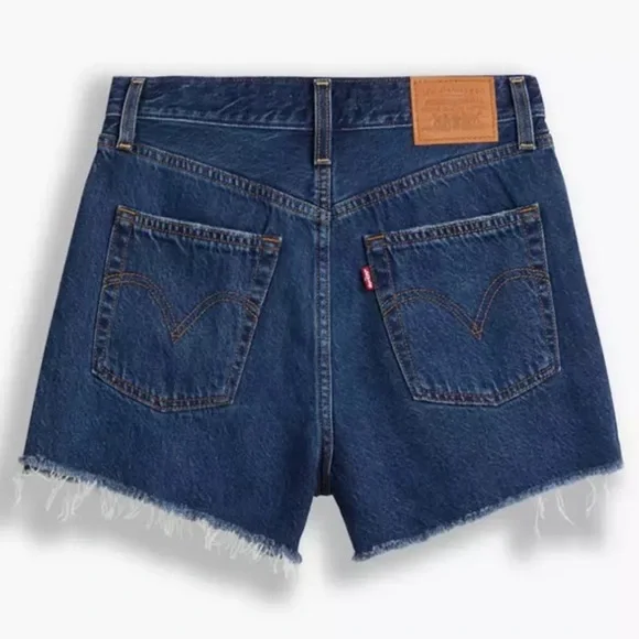 Levi’s Ribcage High Rise Cut Off Button-fly Denim Jean Shorts Size 28 - Picture 2 of 16